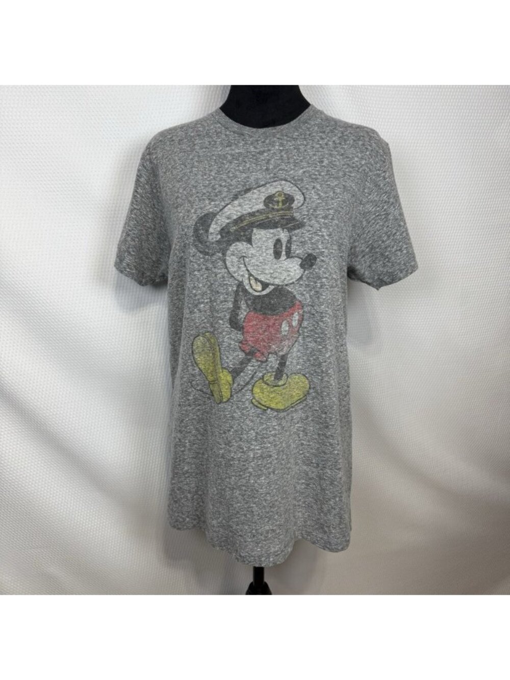 Disney Cruise Line Captain Mickey Mouse T-Shirt Faded Vintage Look Gray Medium